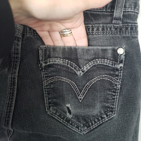 Levi's 529 Curvy Straight Jeans Black Faux Flap Pockets Women's 4 27x32 Denim - Picture 5 of 8